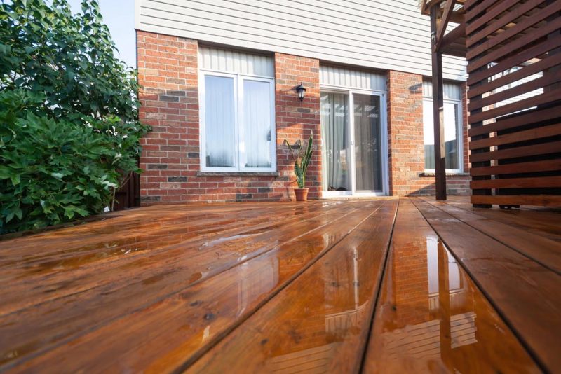 recently stained deck